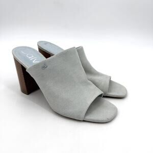 Calvin Klein Women's 9 Blue Denim Jotie Block Heel Square Toe Mule Sandal